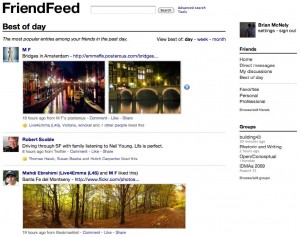 Figure 4: Screen capture of author’s FriendFeed stream, November 1, 2009