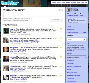 Figure 5: Screen capture of author’s Twitter favorites, November 1, 2009