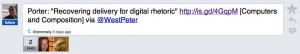 Figure 9: Screen capture of tweet marked “favorite” by other users, November 1, 2009