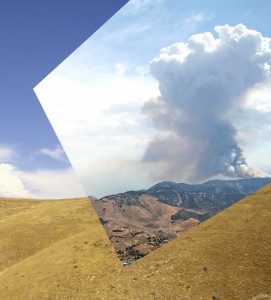 Fire Mountain, (digitally manipulated photograph, output as archival inkjet, limited edition). Available at matted dimensions of 18”H x 26”W, 2006